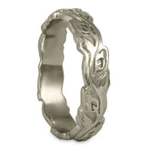 Narrow Borderless Flores Wedding Ring in 14K White or Yellow  Gold